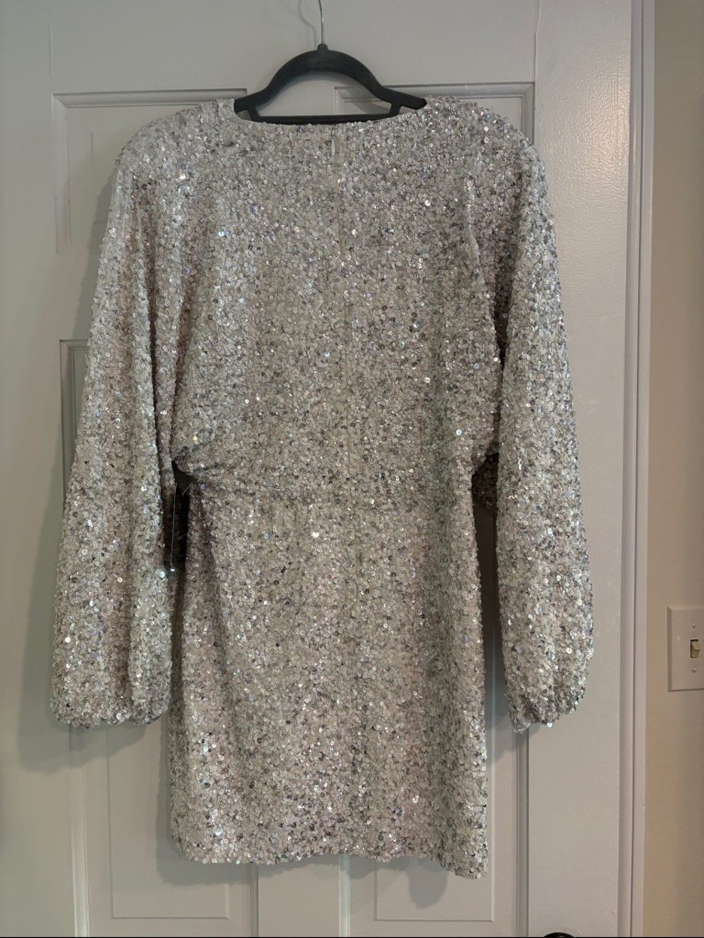 NWT Retrofete Silver Sequin V-Neck Mini Tunic Dress - Picture 5 of 5